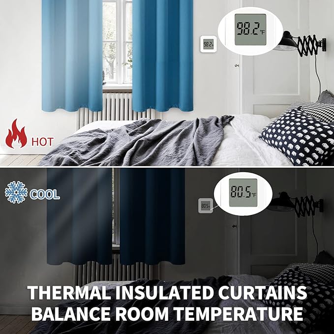 BGment Blackout Curtains - Grommet Thermal Insulated Room Darkening Bedroom and Living Room Curtains, Set of 2 Panels (42 x 72 Inch, Steel Blue)