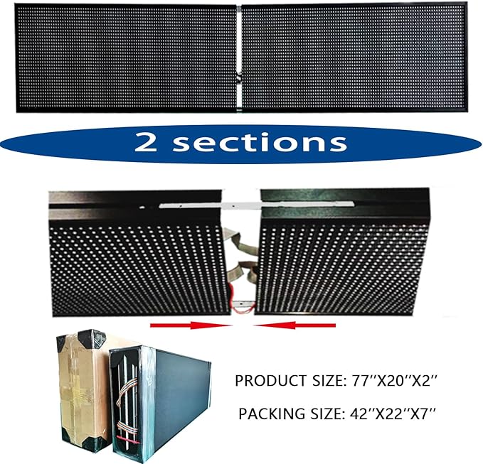 HS Programmable Scrolling Led Sign, Digital Signs Outdoor Waterproof ,Electronic Message Display Board ,Open neon Signs, Full Color High Brightness Big P10 77’’x20’’for Business Store Advertisement Public, APP control
