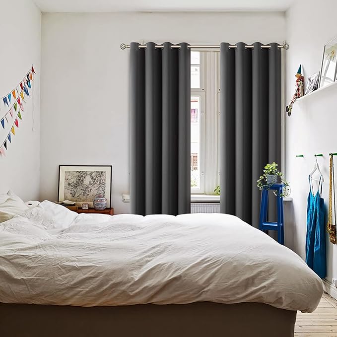 BGment Blackout Curtains - Grommet Thermal Insulated Room Darkening Bedroom and Living Room Curtains, Set of 2 Panels (52 x 120 Inch, Dark Grey)