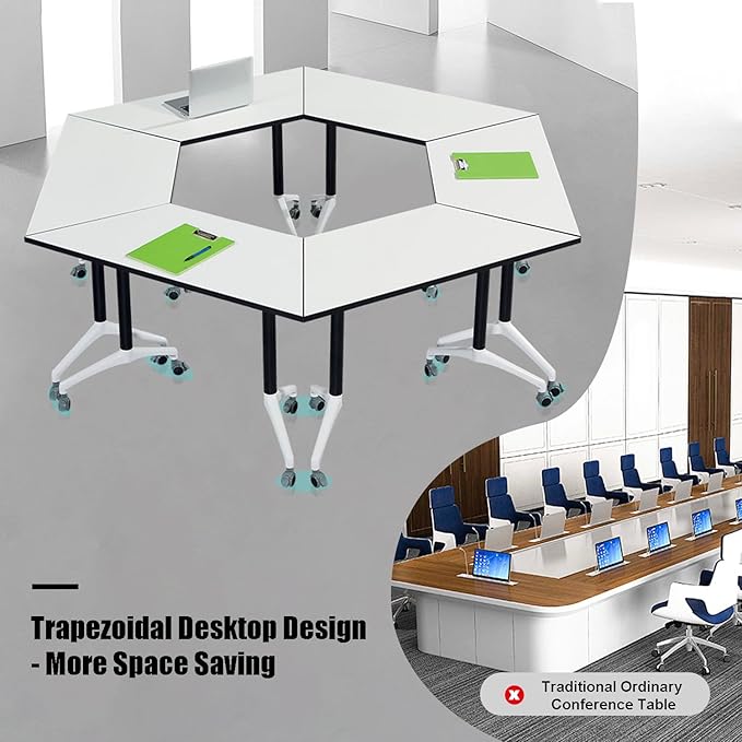 Conference Table,4 Pack Folding Conference Table Flip Top Mobile Training Table,Rolling Meeting Seminar Tables with Caster,Modern Conference Room Tables for 2-10,Seminar Training Table for Office ﻿
