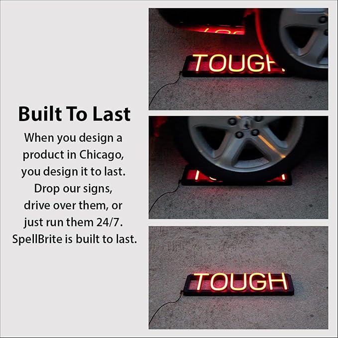 SpellBrite Custom Signs for Business | Custom Neon Sign Look, LED Light Source | Changeable 6.3" LED Letters (1 row, 15 characters)