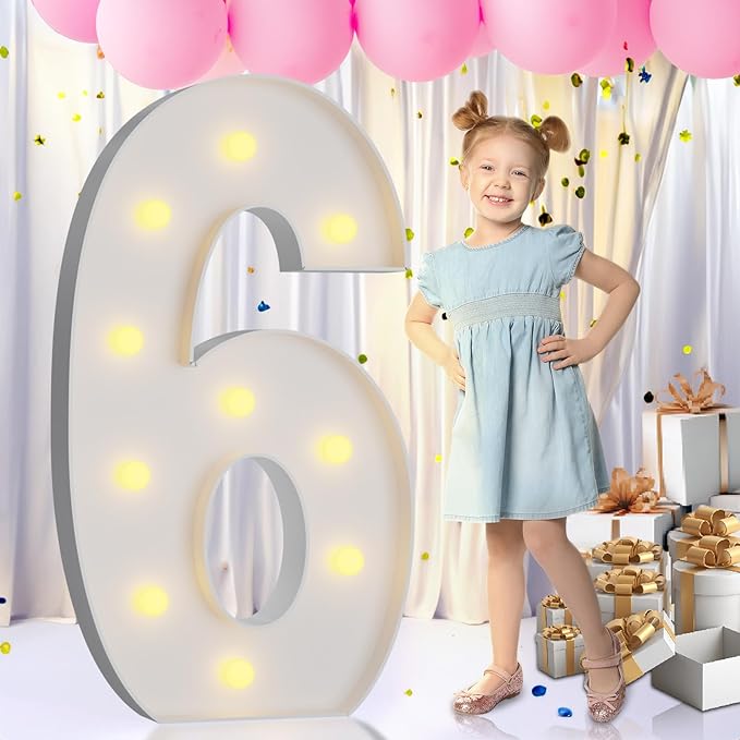 Imprsv 4FT Light Up Numbers and Letters, Marquee for 60th Birthday Decorations, Anniversary Party Decor, Mosaic for Balloons, Pre-Cut Foam Board Kit
