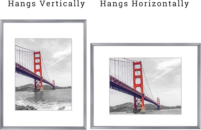 Frametory, 11x14 Metal Picture Frame with Mat for 8x10 Picture & Real Glass, Aluminum Photo Frame Collection (Dark Gray, 1 Pack)