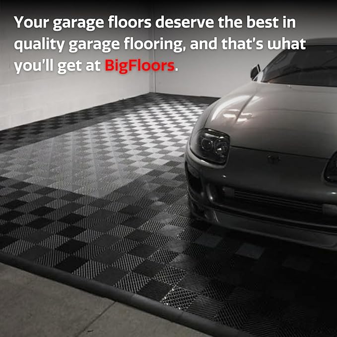 RaceDeck Free-Flow Open Rib Self-Draining Design, Durable Copolymer Plastic Interlocking Modular Garage Flooring Tile (Red, 48 Pack of 12 x 12" Tiles)