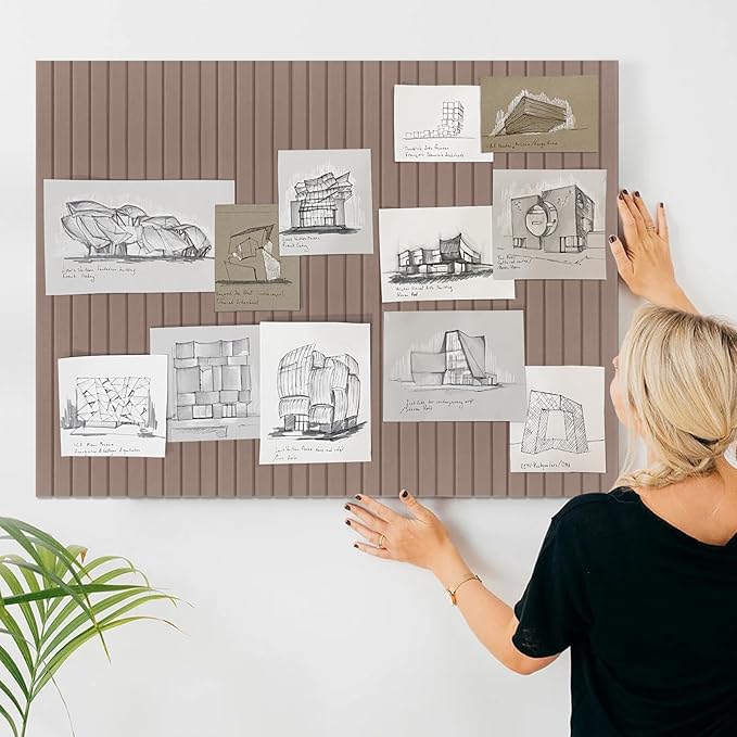 Large Felt Bulletin Board 47x47 Inch, 16pcs Peel and Stick Felt Wall Tiles Modern Push Pin Board for Wall Organization