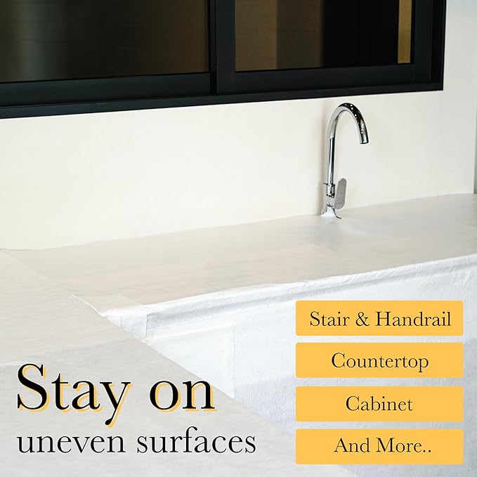 PAD 'N PROTECT Temporary Floor Protectors for Hardwood Floors Tile & Paint, 32" x 100', Anti Slip&Pull, Paint&Waterproof, Reusable Floor Covering, Easy Applied for Construction & Renovation