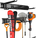 32‘’/48‘’ Garage Storage, Garage Organization, Garden Tool Organizer Wall Mount, 420lbs Adjustable Heavy Duty Metal Hanging Hooks, Yard Rack Hanger System Shovel Rake Broom Ladder Holder, Men Gift