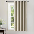 ChrisDowa Blackout Curtains 70 inches Wide for Bedroom - Extra Wide Grommet Thermal Insulated Room Darkening Curtains for Living Room (1 Panel, Beige, 70 x 63 Inch)