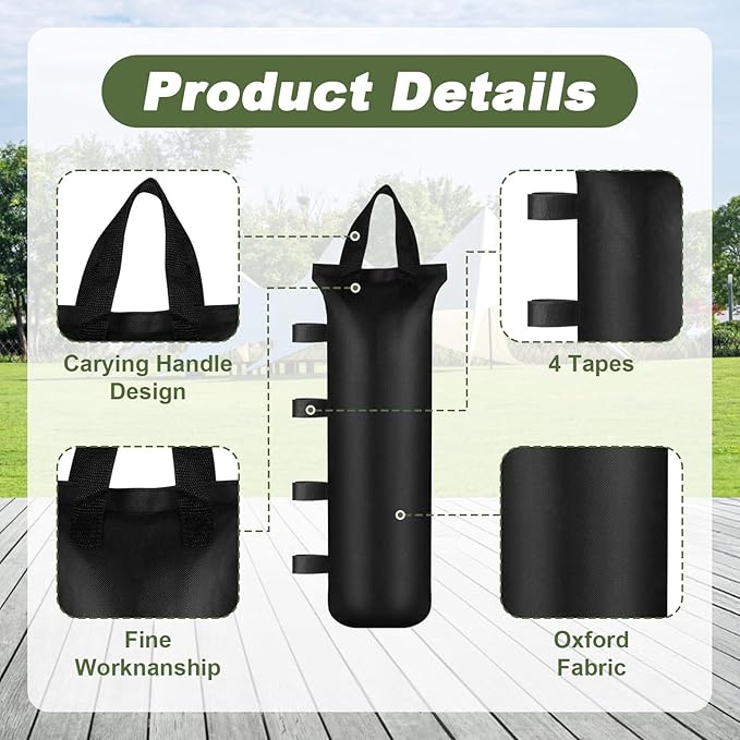 8Pcs Sand Bags for Weight 176LBS Heavy Duty Sandbags for Canopy Legs Pop up Canopy Weight Bags for Tent Outdoor Fixed Advertising Sunshade (Without Sand)