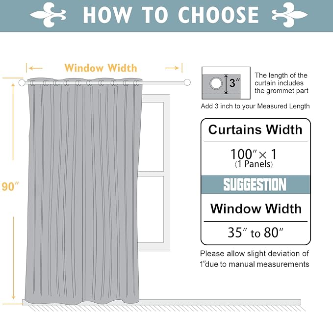 ChrisDowa Room Divider Curtain 90 Inches Long, Wide Blackout Sliding Door Curtain for Bedroom, Room Darkening Privacy Window Curtain for Patio Door (1 Panel Set, Royal Purple, 100 x 90 Inch)