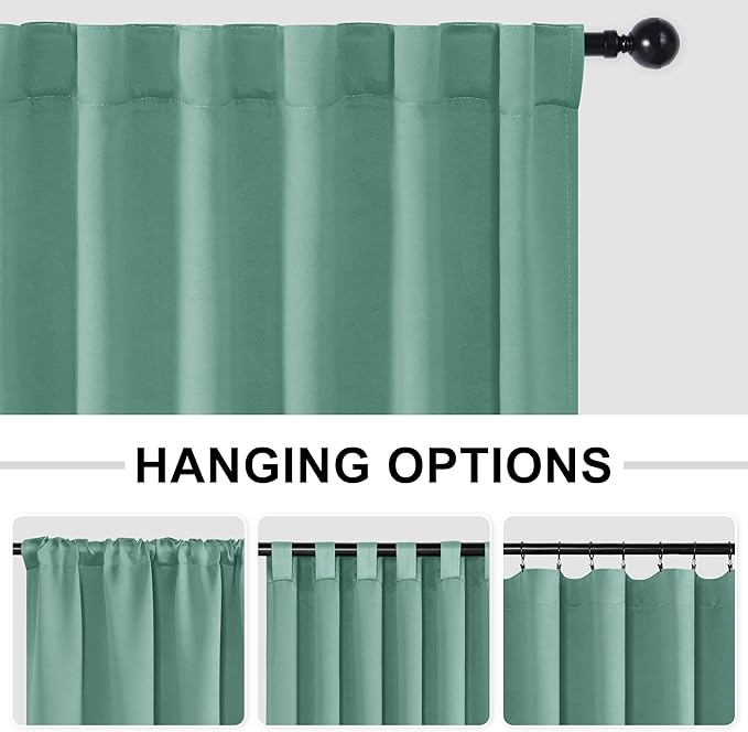 Hiasan Patio Sliding Room Divider Door Curtains - Extra Wide Privacy Room Thermal Insulated Blackout Curtain with Back Tab & Rod Pocket for Bedroom Partition(100 x 108 Inches, Sage Green)