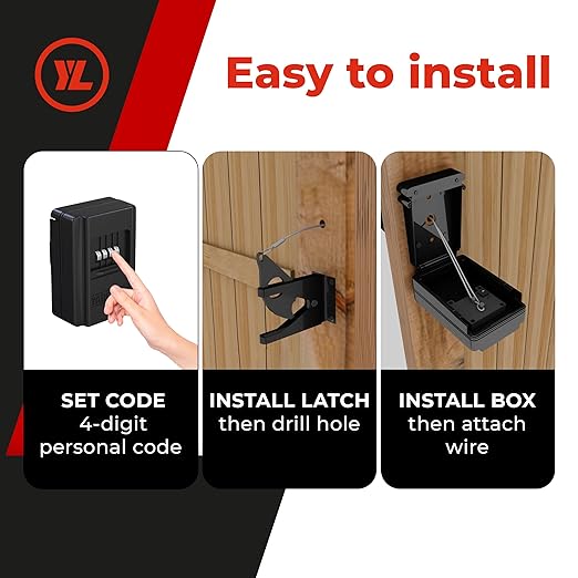 Gate Lock – Secure Keyless Fence Lock and Latch with 2-Way Access – Strong Durable System for Theft Prevention and Home Security, Easy Installation on Wood or Vinyl Gates/Fences (Regular – 1-Pack)