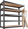 72”H*46”W Garage Shelving Heavy Duty, Adjustable Garage Shelves, 2500LBS Storage Shelves, 5-Tier Metal Shelving Units, Easy Assembly Wood Shelves, Utility Storage Rack Shelf for Warehouse, Pantry
