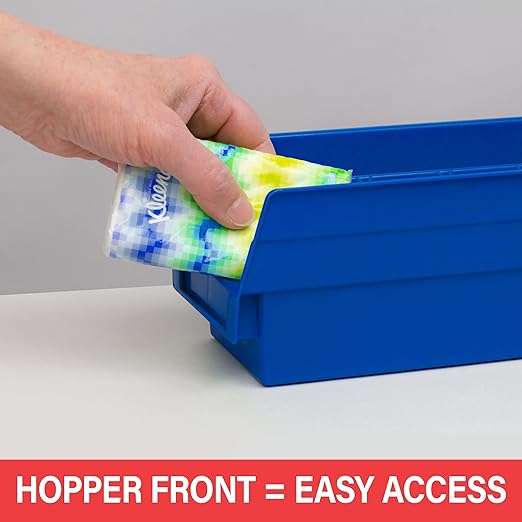 Akro-Mils 30120 Plastic Shelf Bins, Heavy Duty Storage Bins for Garage, Closet, and Drawer Organization, 12-Inch x 4-Inch x 4-Inch, Green, 24-Pack