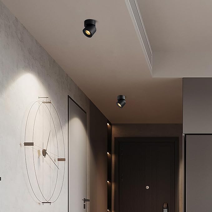 Aisilan LED Ceiling Spot Light Indoor Dimmable 2 Pack, 7W Black Directional Accent Light, Adjustable Modern Spotlight Flush Mount, Warm White CRI 97, for Living Room Bedroom