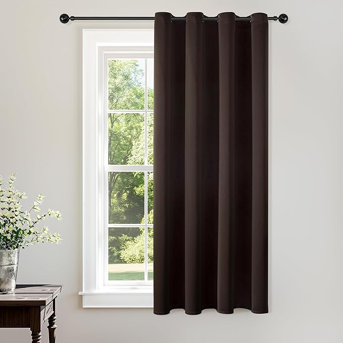 ChrisDowa Grommet Blackout Curtains for Bedroom - Thermal Insulated Room Darkening Curtains for Living Room (1 Panel Set, Brown,52W x 54L)