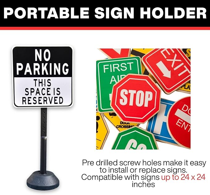 6 Pack Portable Sign Pole, 41" Tall Sign Holder Stand with Water-Fillable Base, Easy Sign Replacement, Indoor Outdoor Display Stand (Signs Not Included)