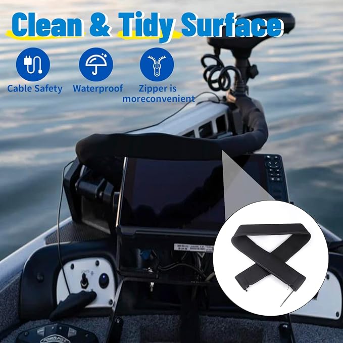2PCS 48-Inch Zippered Rigging Sleeve Trolling Motor Sleeve Management Sleeve for Cover Wire and Extension Cords, Organized Cable Management