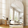 46"x76" Arched Full-Length Mirror, Oversized Floor Mirror with Stand, Freestanding or Wall-Mounted Full Body Mirror for Living Room, Bedroom, or Cloakroom, Silver