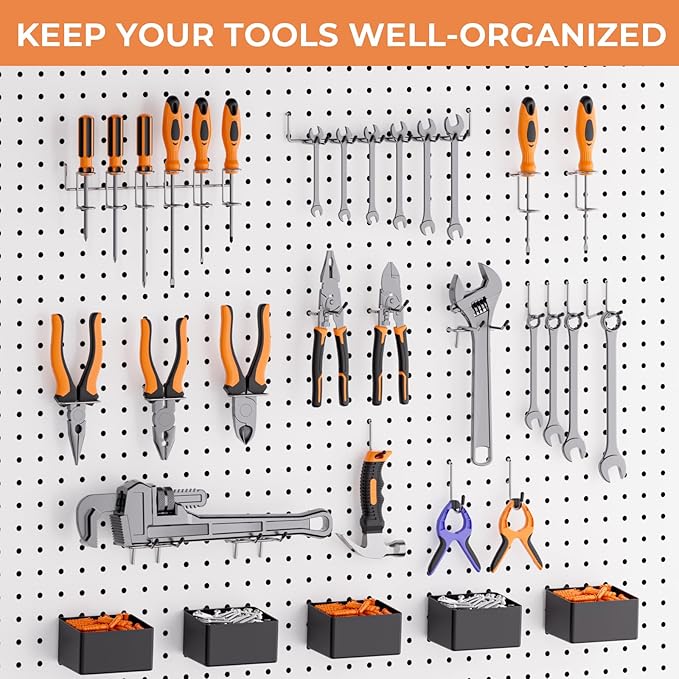 INCLY 278PCS Pegboard Accessories Organizer Kit, Peg Board Hooks Assortment with Bins for Organizing Various Tools, Fit 1/8 or 1/4 inch Pegboard for Hanging Storage, Garage Wall Attachments