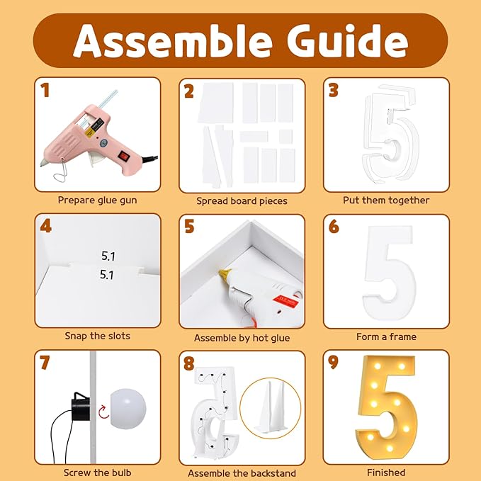 imprsv 3FT Light Up Mosaic Numbers for 15th & 50th Birthdays, Anniversary Party Decor, Pre-Cut Foam Board Kit