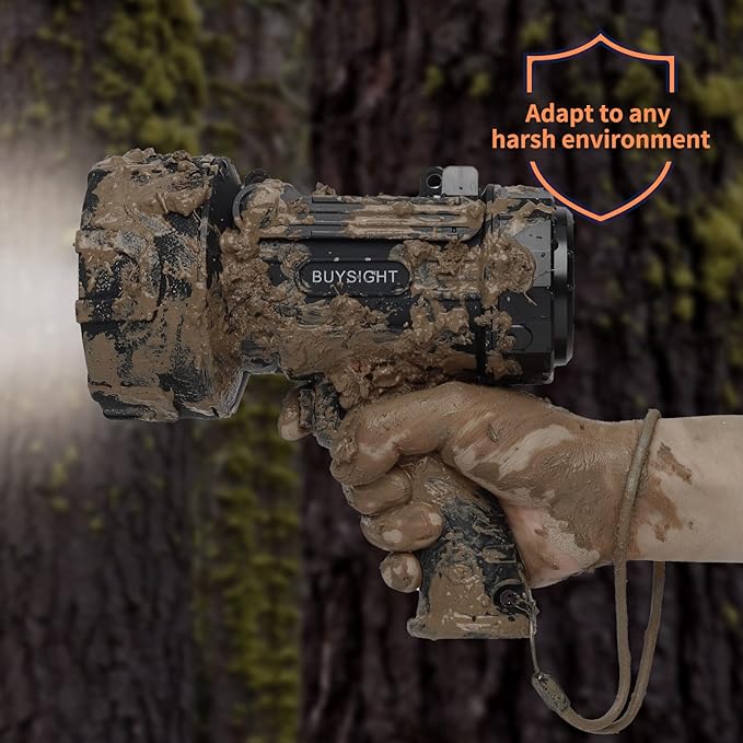 BUYSIGHT Rechargeable Spotlight Flashlight,Super high lumens Hand held Spotlight Waterproof Flashlight Hunting floodlight with red Filter (Graphite Black-COB)