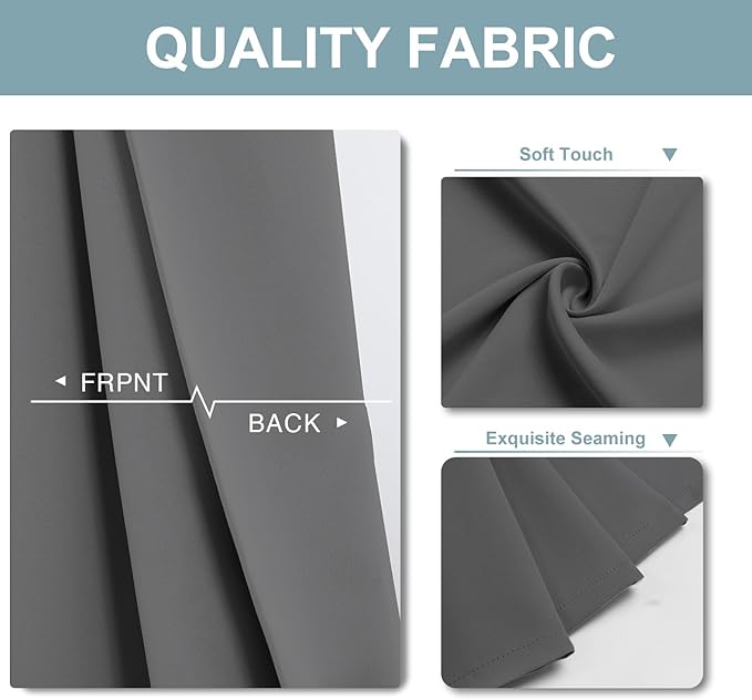 ChrisDowa Blackout Curtains 95 inches Long for Bedroom - Grommet Thermal Insulated Room Darkening Curtains for Living Room (1 Panel, Grey, 52 x 95 Inch)