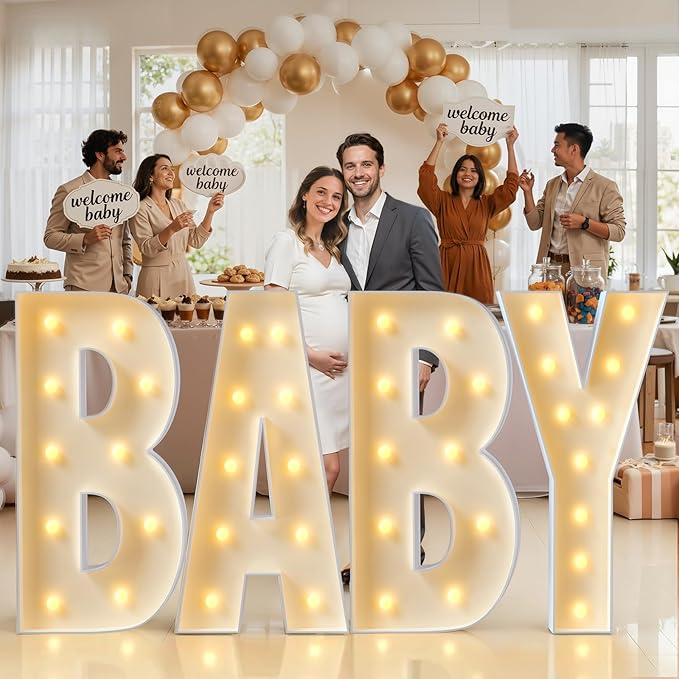 imprsv Marquee Light Up Letters, 4FT Mosaic Letters with Light for Baby Shower Graduation Party Decor, Large S for Engagement Wedding Party Decorations (Need to Assemble)