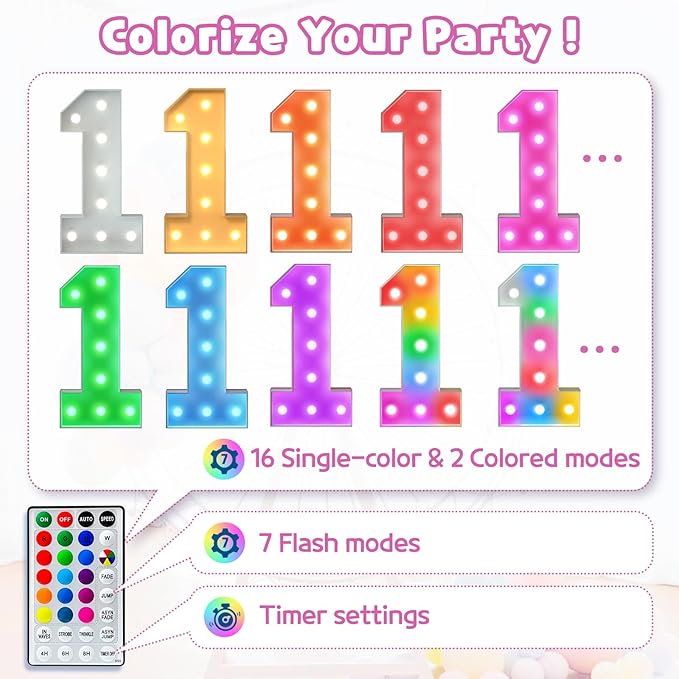 Marquee Numbers 80th Birthday Decoration: Colorful 3FT Large Light Up 80 Year Old Birthday Decorations Anniversary Backdrop Cardboard Sign 18 Colors Number 80 Mosaic Balloon Frame