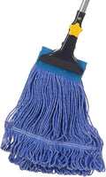 Yocada Looped-End String Wet Mop Heavy Duty Cotton Mop Commercial Industrial Grade Telescopic Iron Pole Jaw Clamp Floor Cleaning 55.1 inch