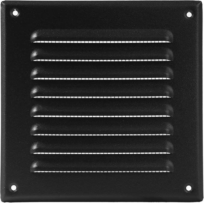 Vent Systems 5 x 5 Inch (Inner) - Pack of 5 - Black Metal Soffit Vent Cover - Durable Square Air Vent Grille with Mesh Screen - Weather Resistant Ventilation Grill - Wall & Ceiling Indoor & Outdoor