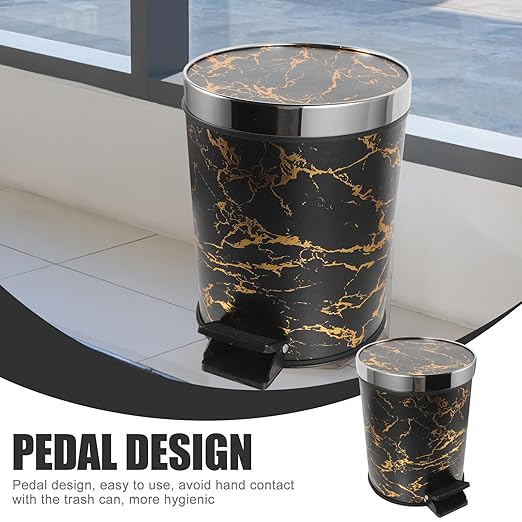 Unomor Pedal Trash Bin with Lid for Home Kitchen Bathroom Plastic Garbage Can for Waste Sorting Step Garbage Container for Office Living