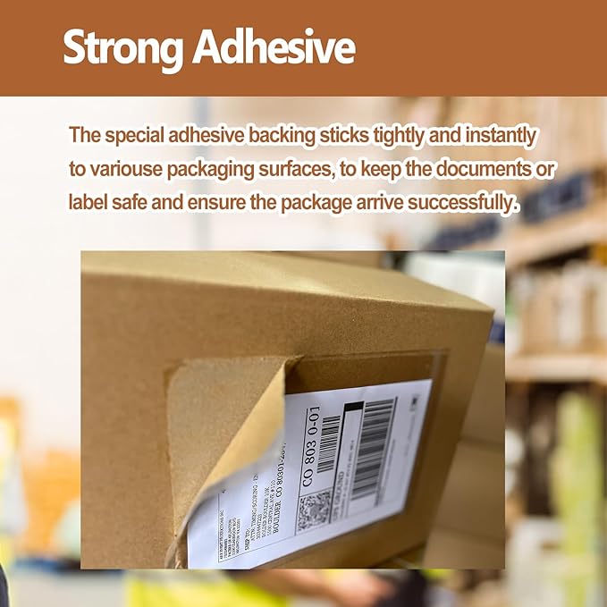 BEUYI 2.5 Mil Premium 7"x10" Clear Adhesive Shipping Label Pouches, Packing List Envelopes, Sturdy Plastic Shipping Documents Sleeves/Protector (100 Pack)