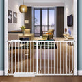 Extra Wide Baby Gate Tension Indoor Safety Gates White Metal Large Pressure Mounted Pet Gate Walk Through Long Safety Dog Gate for The House Doorways Stairs (57.48"-62.2"/146-158CM, White)