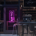 Vertical LED Open Signs for business – Super Bright - UV Printing Pattern, Remote Included - Large Size 12x30'' - Neon Open Sign for Café, Bar, Shop & Business Sign (Purple)