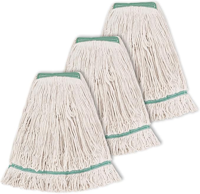 Commercial Heavy Duty Mop Heads Replacement: 3 Packs 20oz Industrial Wet Mop Head for Floor Cleaning - Commercial Products Looped End String Head Refills