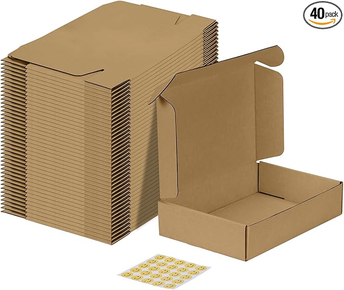 MEBRUDY 9x6x2 Inches Shipping Boxes Pack of 40, Small Corrugated Cardboard Box for Mailing Mailer Packing, Brown