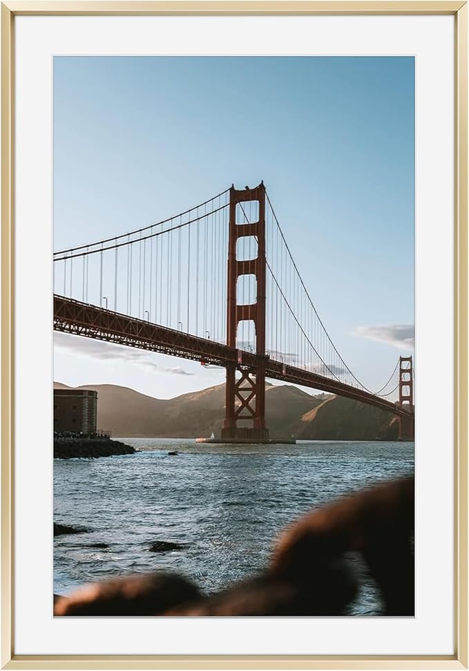 Frametory, 13x19 Metal Picture Frame with Mat for 11x17 Picture & Real Glass, Aluminum Photo Frame Collection (Gold, 1 Pack)