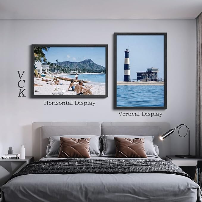 VCK 27x40 Poster Frames Set of 5 Exclusive Woodgrain Black Picture Frame, Wall Mounting Hanging