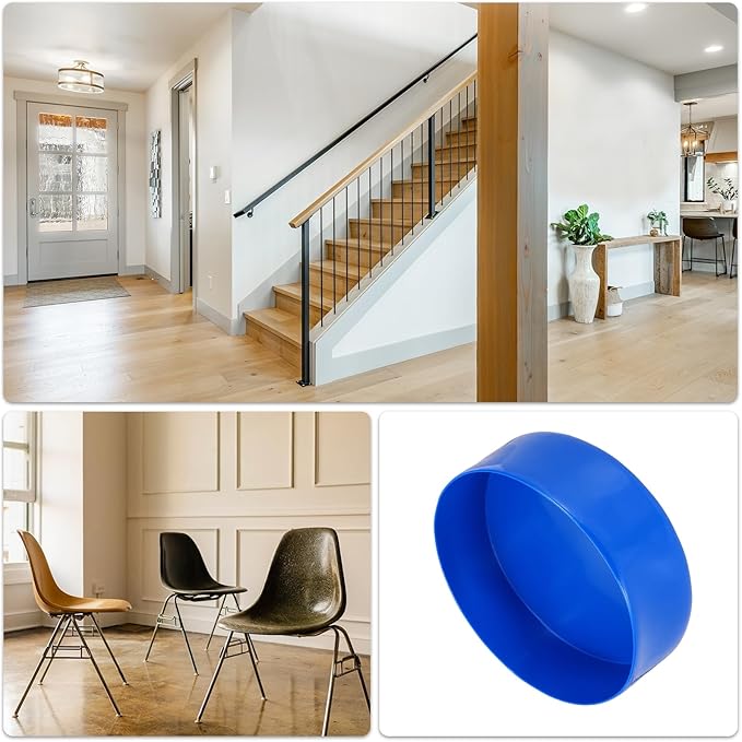 uxcell 4pcs Rubber End Caps 150mm(6 Inch) ID Vinyl Round End Cap Cover Screw Thread Protectors Blue, 50mm Height