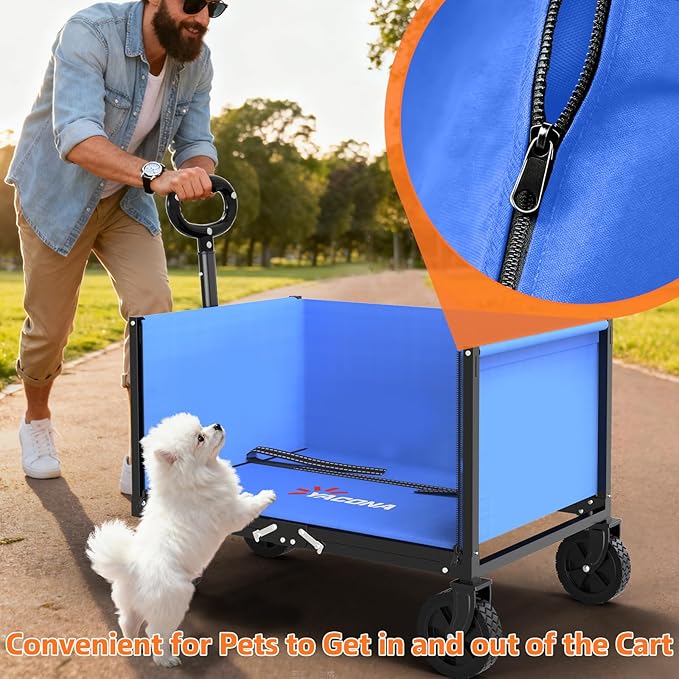 YACONA 3 in 1 Wagons Carts Foldable, 360LBS Lightweight Wagon with All Terrain Wheels, Collapsible Wagon Cart for Grocery, Camping, Beach, Garden & Sports