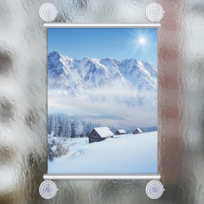Moxweyeni 2 Set Window Sign Holder with Suction Cups 24 Inch Aluminum Snap Open Poster Frame Glass Window Wall Mount Sign Holder for Mall, Office, Home, Store, Restaurant