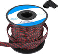 100Ft-1/4inch PET Expandable Braided Wire Sleeving,Wire Loom Cable Sleeve for TV,Computer,Home Theater,Automotive,Home Industrial,Electrical Wires,Chemical,Protect Cat from Chewing Cords,BlackRed