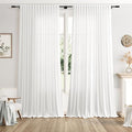 Off White Large Window Curtains Light Filtering Semi Sheer Privacy Linen Textured Curtain for Patio Sliding Glass Door Extra Wide Rustic Farmhouse Drapes for Living Room Bedroom Sunroom 100x90 Inch