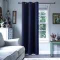 ChrisDowa Grommet Blackout Curtains for Bedroom - Thermal Insulated Room Darkening Curtains for Living Room (1 Panel Set, Navy Blue, 42W x 84L)