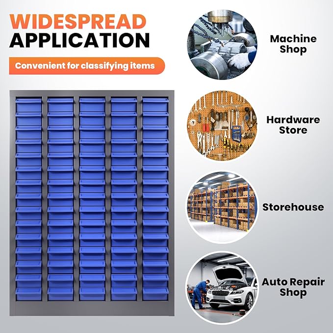 75-Drawer - Nut and Bolt Organizer | Stainless Steel Part Storage Cabinet | Shelves & Labels | Each Drawer 3.9" D x 7.8W x 2" H | Durable Hardware Storage for Small Parts/Tool (Classroom, Home)