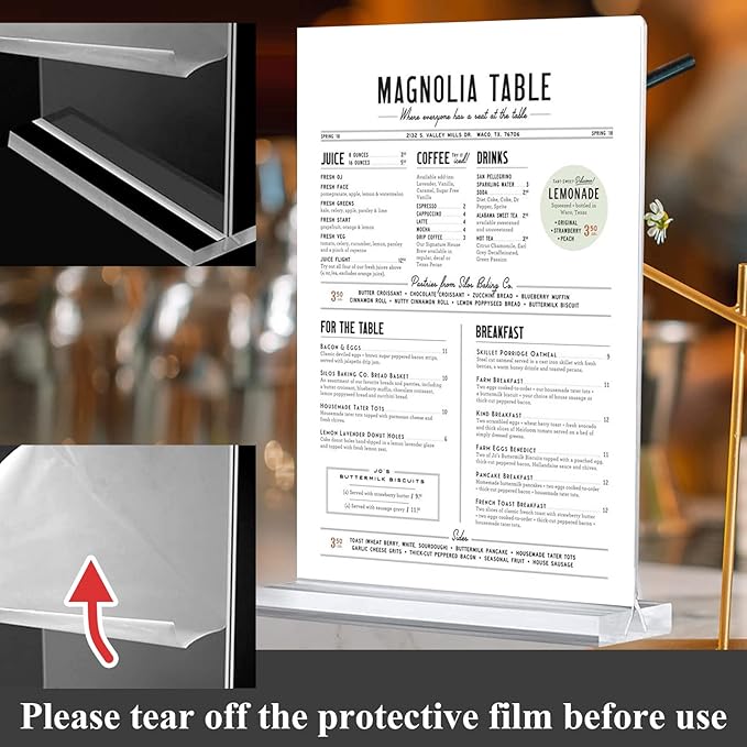 8.5x11 Acrylic Sign Holder 3 Pack Vertical Clear Table Menu Signs Holder,
