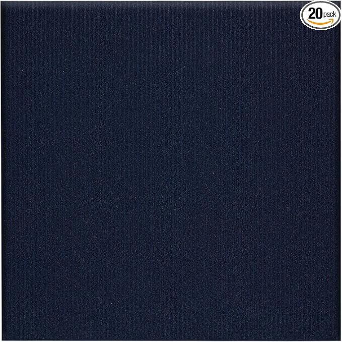 Carpet Tiles Peel and Stick, Self Adhesive Carpet Floor Tile 24" x 24", Dark Blue Soft Padded Flooring Sticker, Home Decor for Bedroom Living Room Office, 20 Tiles per Box