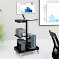 Natwind Mobile Workstation Cart with Monitor Mount,Height Adjustable Rolling Computer Cart, Heavy-Duty Rolling Standing Desk with CPU Holder for Home Office, School,Warehouse, Medical（Black）
