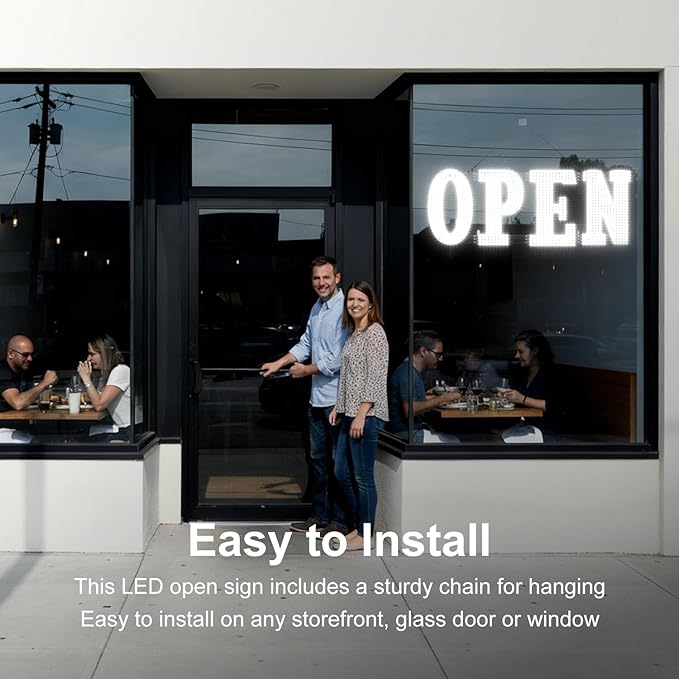 48" x 17" Extra Large LED Open Sign with Remote Control High Bright Visibility Business Signs 14 Mode Electric Display Sign Suitable for Shop, Bar, Hotel, Retail and Restaurant